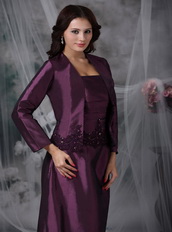 Dark Purple Lace Up Mather Of Bride Dress And Coat Modest