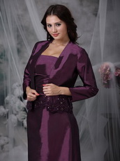 Dark Purple Lace Up Mather Of Bride Dress And Coat Modest