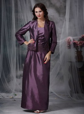 Dark Purple Strapless Mother Of Bride Dress And Coat Modest