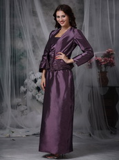 Dark Purple Strapless Mother Of Bride Dress And Coat Modest