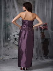 Dark Purple Strapless Mother Of Bride Dress And Coat Modest