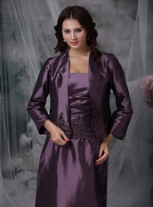 Dark Purple Strapless Mother Of Bride Dress And Coat Modest