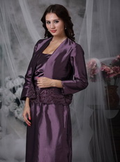 Dark Purple Strapless Mother Of Bride Dress And Coat Modest