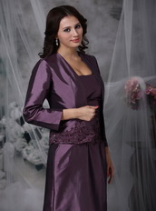 Dark Purple Strapless Mother Of Bride Dress And Coat Modest