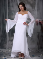 Simple High-low Long Sleeves White Mother Of Bride Dress Modest