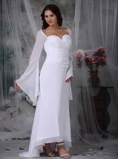Simple High-low Long Sleeves White Mother Of Bride Dress Modest