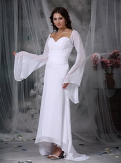 Simple High-low Long Sleeves White Mother Of Bride Dress Modest