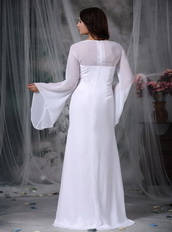 Simple High-low Long Sleeves White Mother Of Bride Dress Modest