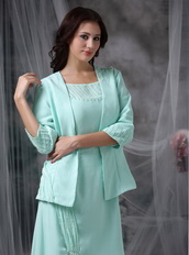 Scoop Celadon Green Mother Of The Bride Dress and Coat Modest