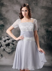 Gray Square Chiffon and Lace Mother Of The Bride Dress Modest