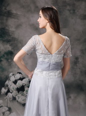 Gray Square Chiffon and Lace Mother Of The Bride Dress Modest