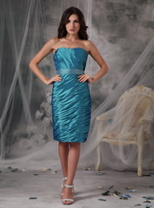 Strapless Teal Mother of the Bride Dress With Long Sleeves Jacket Modest