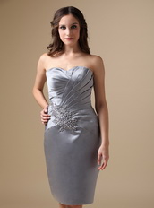 Grey Knee-length Mother Of The Bride Dress With Jacket Modest