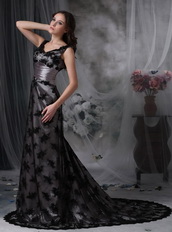 Modest V-neck Mother Of The Bride Dress With Black Lace Modest