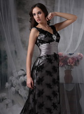 Modest V-neck Mother Of The Bride Dress With Black Lace Modest