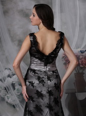 Modest V-neck Mother Of The Bride Dress With Black Lace Modest