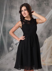 High-neck Black Short Mother Of The Dress With Lace Modest