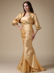 Golden Mermaid Mother Of The Bride Dress With Jacket Modest