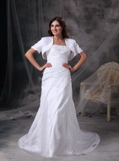 Strapless White Taffeta Mother Of The Bride Dress With Jacket Modest