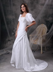 Strapless White Taffeta Mother Of The Bride Dress With Jacket Modest