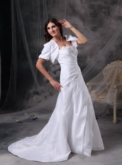 Strapless White Taffeta Mother Of The Bride Dress With Jacket Modest