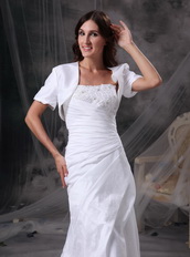 Strapless White Taffeta Mother Of The Bride Dress With Jacket Modest