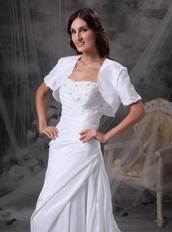Strapless White Taffeta Mother Of The Bride Dress With Jacket Modest