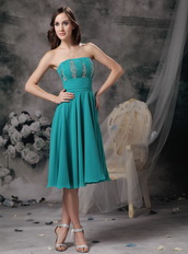 Empire Knee-length Turquoise Mother Of The Bride Dress Modest