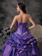 Lavender Ball Gown Strapless Floor-length Taffeta Appliques Prom / Evening Dress Modest