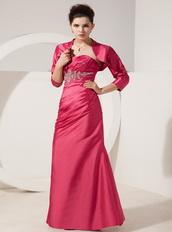 Coral Red Mother Of The Bride Dress And Taffeta Jacket Modest