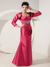 Coral Red Mother Of The Bride Dress And Taffeta Jacket Modest