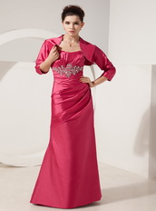 Coral Red Mother Of The Bride Dress And Taffeta Jacket Modest