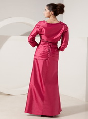 Coral Red Mother Of The Bride Dress And Taffeta Jacket Modest