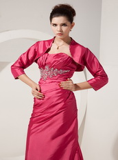 Coral Red Mother Of The Bride Dress And Taffeta Jacket Modest