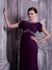 Bateau Dark Purple Chiffon Mother Of The Bride Dress Cheap Modest