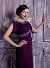 Bateau Dark Purple Chiffon Mother Of The Bride Dress Cheap Modest