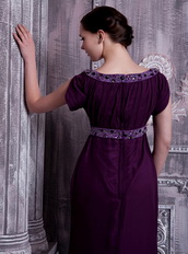Bateau Dark Purple Chiffon Mother Of The Bride Dress Cheap Modest