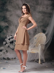 Modest Empire Square Brown Mother Of The Bride Dress Short Modest