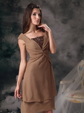 Modest Empire Square Brown Mother Of The Bride Dress Short Modest