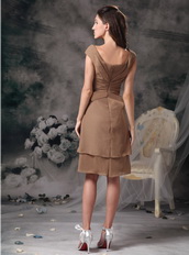 Modest Empire Square Brown Mother Of The Bride Dress Short Modest