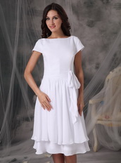 Bateau Neck White Chiffon Short Mother Of The Bride Dress Modest