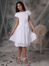 Bateau Neck White Chiffon Short Mother Of The Bride Dress Modest