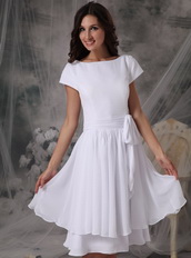 Bateau Neck White Chiffon Short Mother Of The Bride Dress Modest