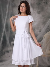 Bateau Neck White Chiffon Short Mother Of The Bride Dress Modest