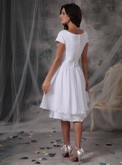 Bateau Neck White Chiffon Short Mother Of The Bride Dress Modest