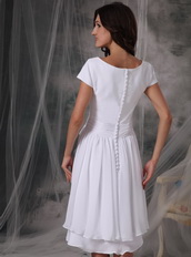 Bateau Neck White Chiffon Short Mother Of The Bride Dress Modest