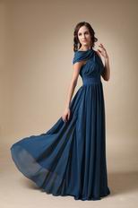 Asymmetrical Neck Steel Blue Mother Of The Bride Dress 2018-2019