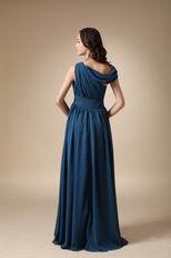 Asymmetrical Neck Steel Blue Mother Of The Bride Dress 2018-2019