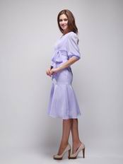 Half Sleeves Short Lavender Chiffon Bridal Mother Dress