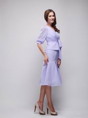 Half Sleeves Short Lavender Chiffon Bridal Mother Dress